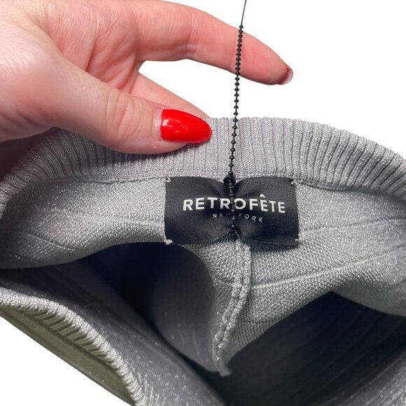 Retrofête Sandra Knit Metallic Silver High Waist Shorts XS Est - Picture 2 of 5